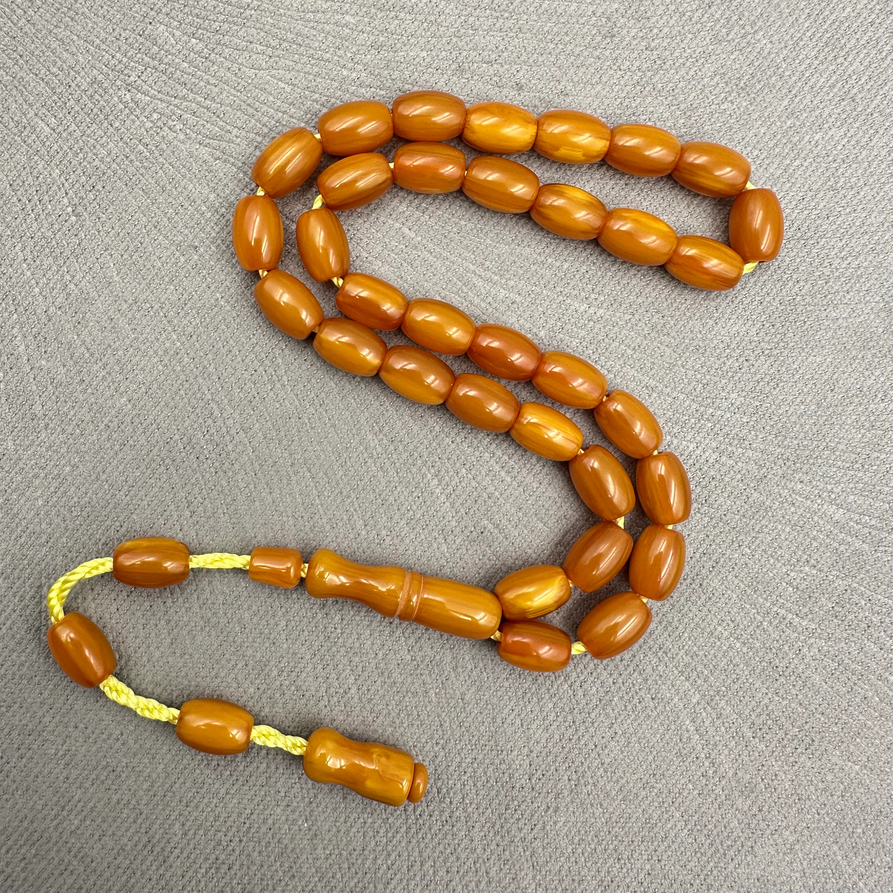 Bal Turuncu Parlak Kapsül Kesim Hareli Sıkma Kehribar Tespih